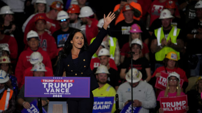 Former US Rep Tulsi Gabbard attends a campaign rally of Republican presidential nominee and former US President Donald Trump at PPG Paints Arena in Pittsburgh, Pennsylvania, US, November 4, 2024. REUTER