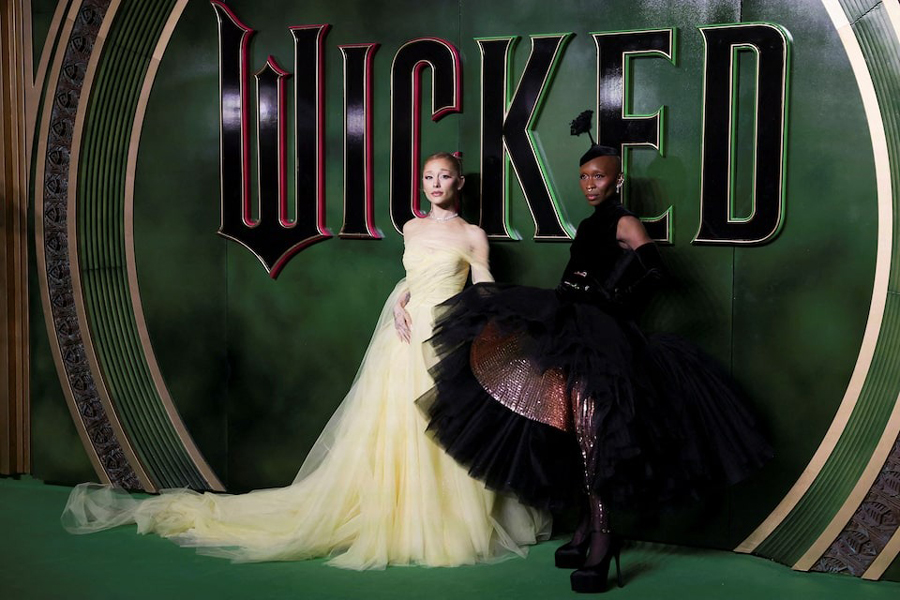 Cast members Ariana Grande and Cynthia Erivo attend a premiere for the film "Wicked" in London, Britain, November 18, 2024.