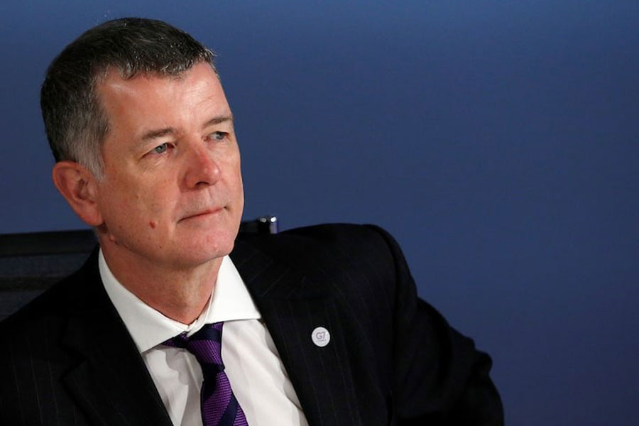 Britain's Political Director Richard Moore attends a working session during the Foreign ministers of G7 nations meeting in Dinard, France, April 6, 2019.