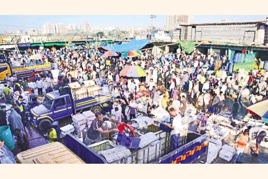 The Chattogram Fisherighat is abuzz with activity.