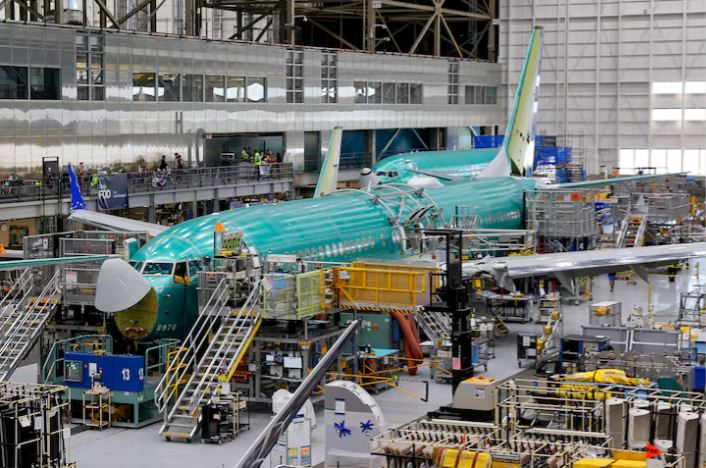 Boeing 737 MAX aircraft are assembled at the company’s plant in Renton, Washington, U.S. June 25, 2024. Jennifer Buchanan/Pool via REUTERS/File Photo