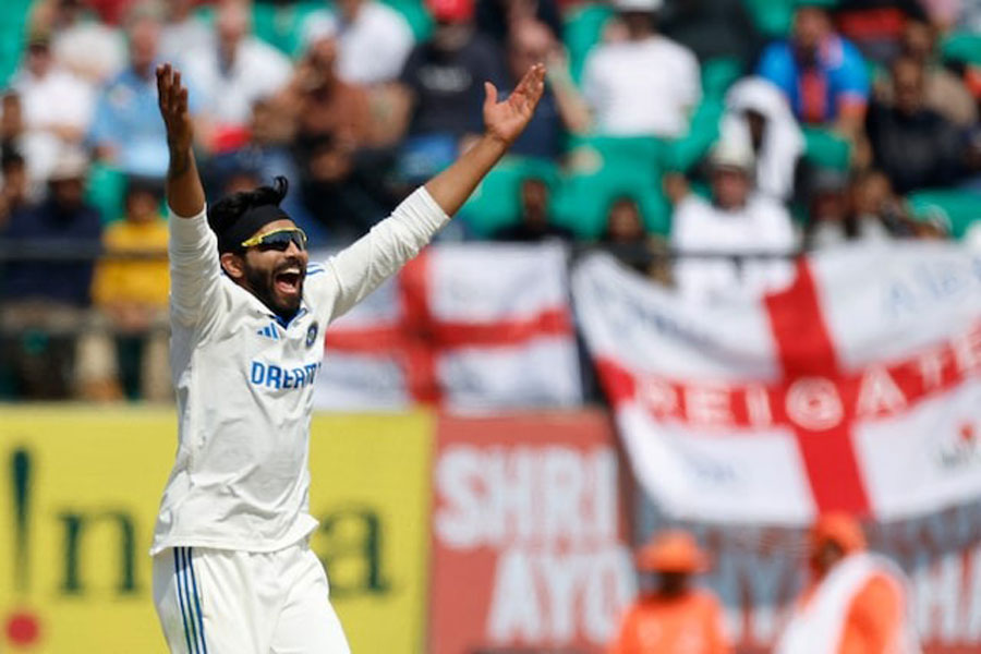 Cricket - Fifth Test - India v England - Himachal Pradesh Cricket Association Stadium, Dharamshala, India - March 7, 2024 India’s Ravindra Jadeja appeals successfully for the lbw wicket of England’s Joe Root REUTERS/Adnan Abidi/Files