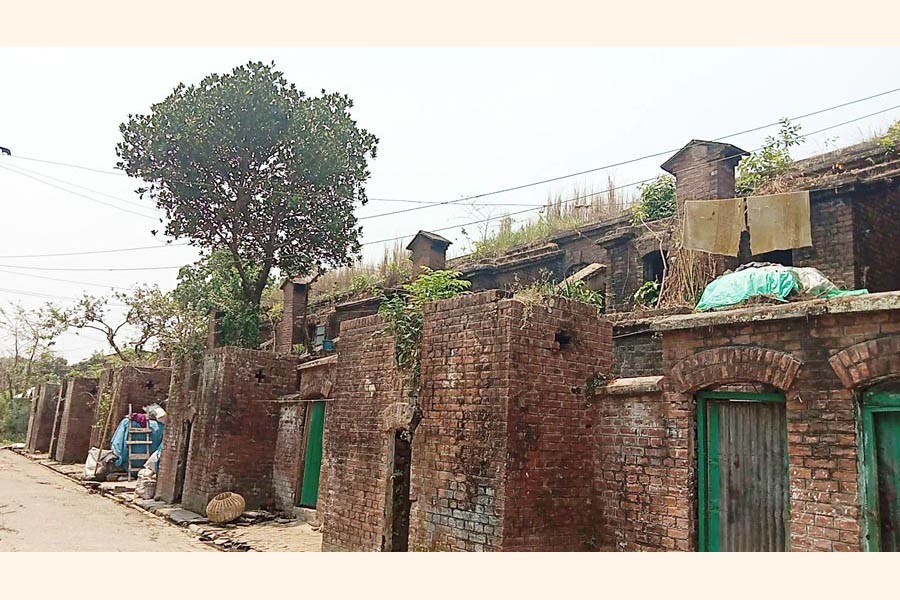 A partial view of a ramshackle railway building at Babu Para in Lalmonirhat district — FE Photo