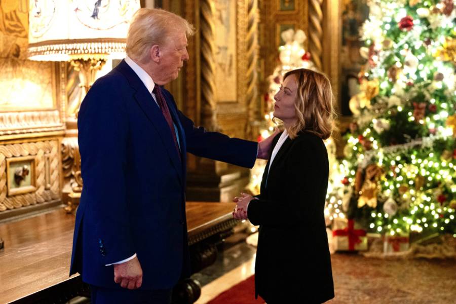 US President-elect Donald Trump meets with Italian Prime Minister Giorgia Meloni at Mar-a-Lago in Palm Beach, Florida, US Jan 4, 2025.