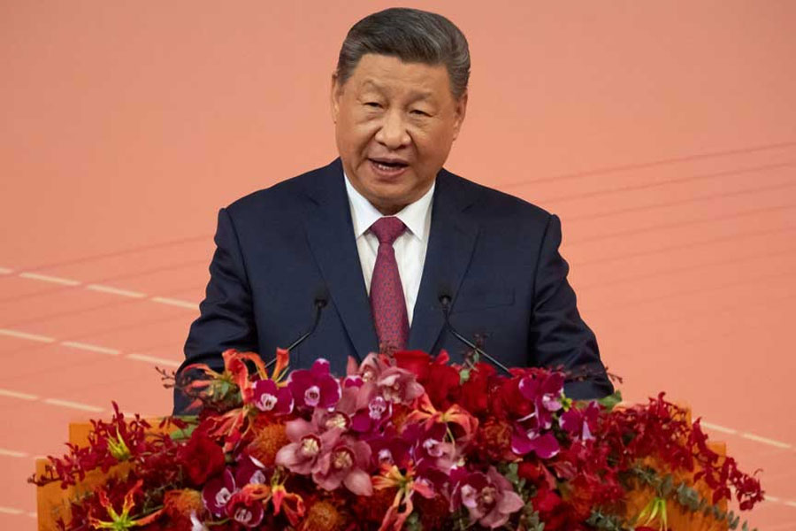 Chinese President Xi Jinping delivers his speech during a welcoming dinner, ahead of celebrations for the 25th anniversary of Macao’s handover from Portugal to China, in Macau, China, Dec 19, 2024.