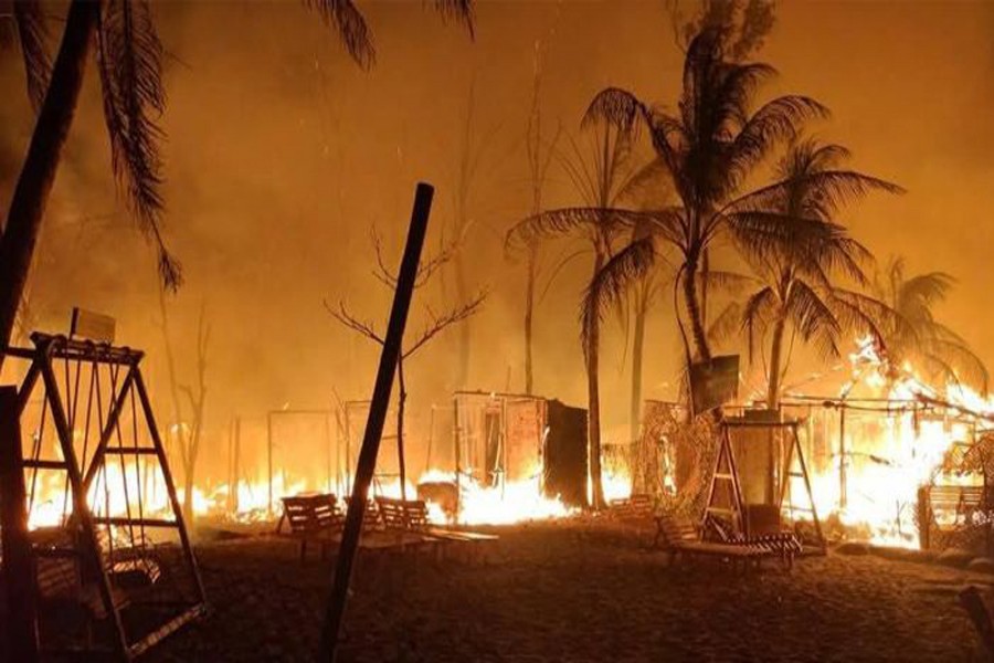 A fire broke out at Sayari Resort on St Martin's Islan and latter spread into two other nearby resorts causing colossal damage on Tuesday