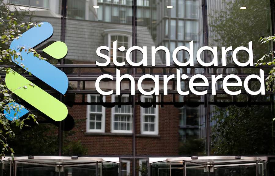The Standard Chartered bank logo is seen at their headquarters in London, Britain, July 26, 2022.