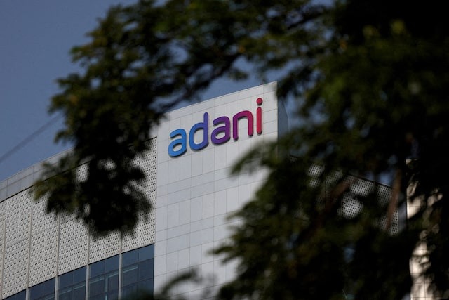 The logo of the Adani Group is seen on the facade of its Corporate House on the outskirts of Ahmedabad, India on November 21, 2024 — Reuters photo