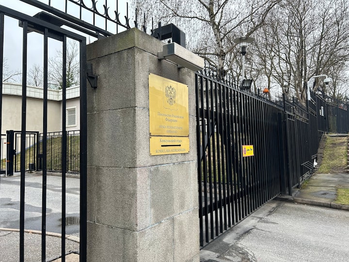 A view of the Russian embassy in Stockholm, Sweden April 25, 2023. REUTERS/Marie Mannes/File Photo