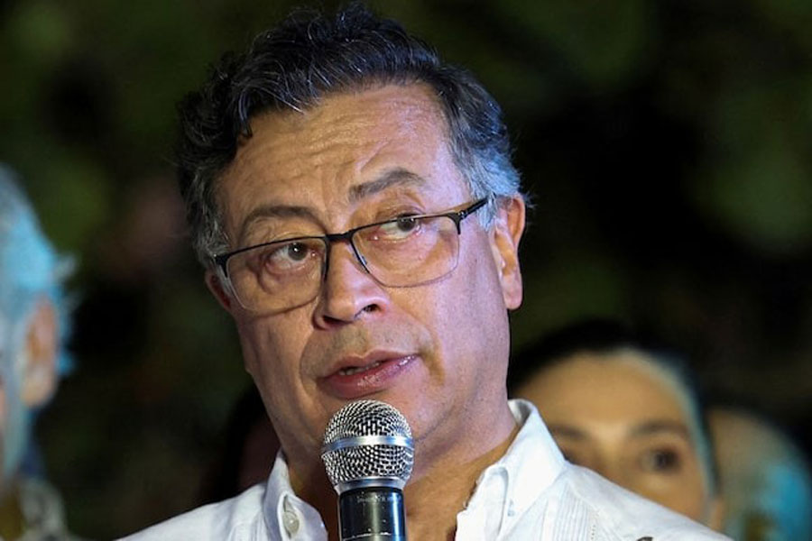Colombian President Gustavo Petro speaks during his visit and after a binational council of ministers, in Jacmel, Haiti January 22, 2025.