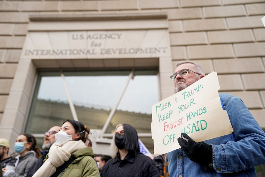 People protest outside the USAID building, after billionaire Elon Musk, who is heading US President Donald Trump's drive to shrink the federal government, said work is underway to shut down the US foreign aid agency USAID, in Washington, US on February 3, 2025 — Reuters photo