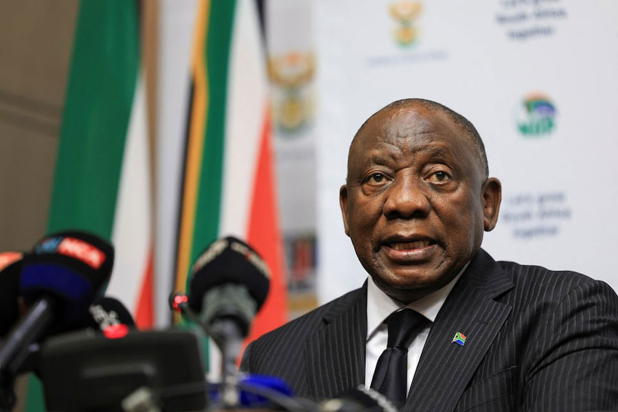 South African President Cyril Ramaphosa briefs the media on South Africa's G20 presidency for 2025 at the parliament in Cape Town, South Africa, December 3, 2024.