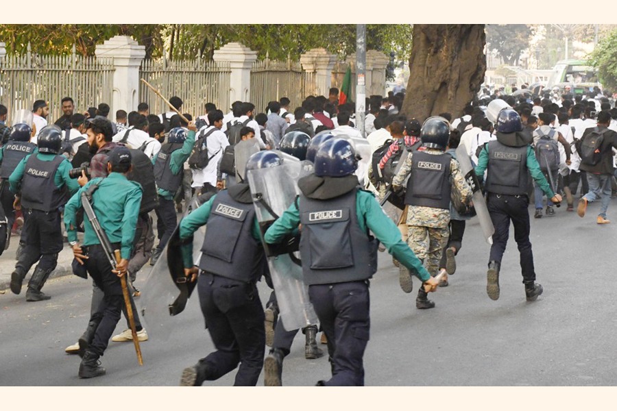 Police charged baton and dispersed the Medical Assistant Training School (MATS) students in the Supreme Court area in the capital on Sunday while marching towards the Bangladesh Secretariat