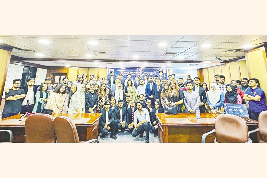 Organisers, dignitaries and students after the session ‘Discussion on Truth Commission and Reconciliation Process’ held recently at North South University