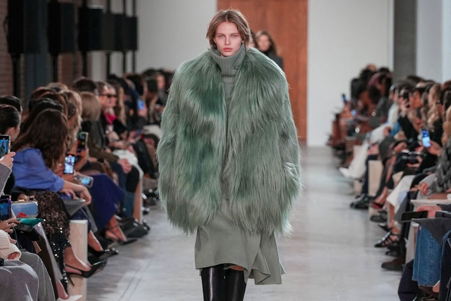 A model presents a creation from Michael Kors during New York Fashion Week Fall-Winter 2025 in New York City, US, February 11, 2025.