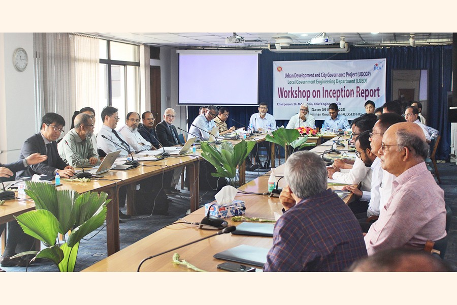 LGED Chief Engineer Sk. Md. Mohsin presides over an inception workshop on 'Urban Development and City Governance Project (UDCGP)' under the LGED held in Dhaka on Tuesday.