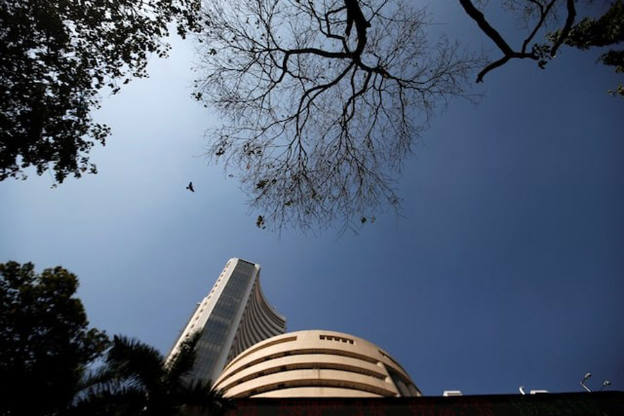 A bird flies past the Bombay Stock Exchange (BSE) building in Mumbai, India, January 31, 2020.