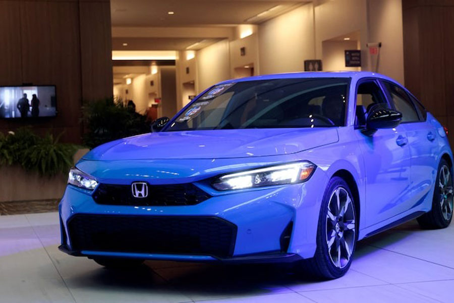 A Honda Civic Hybrid is seen on display after winning the 2025 North American Car of the year award during media day at the 2025 Detroit Auto Show at Huntington Place in Detroit, Michigan, U.S. January 10, 2025.