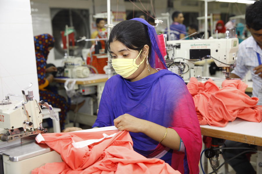 A worker at a garment factory in Dhaka