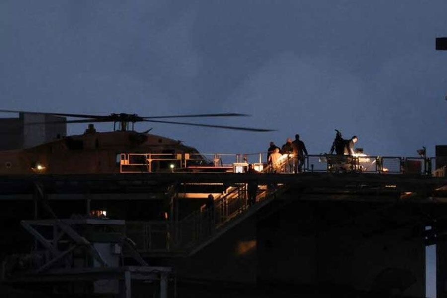 A hostage who was released from captivity in Gaza as part of the hostages-prisoners swap and a ceasefire deal between Hamas and Israel, arrives at Sourasky Medical Center (Ichilov) in Tel Aviv, Israel Feb 22, 2025.
