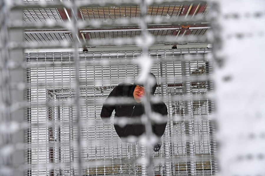 Marvin Starblanket, a Cree from Mistawasis First Nation who is on a long-term supervision order, looks towards the camera, in Saskatoon, Saskatchewan, Canada February 5, 2025.