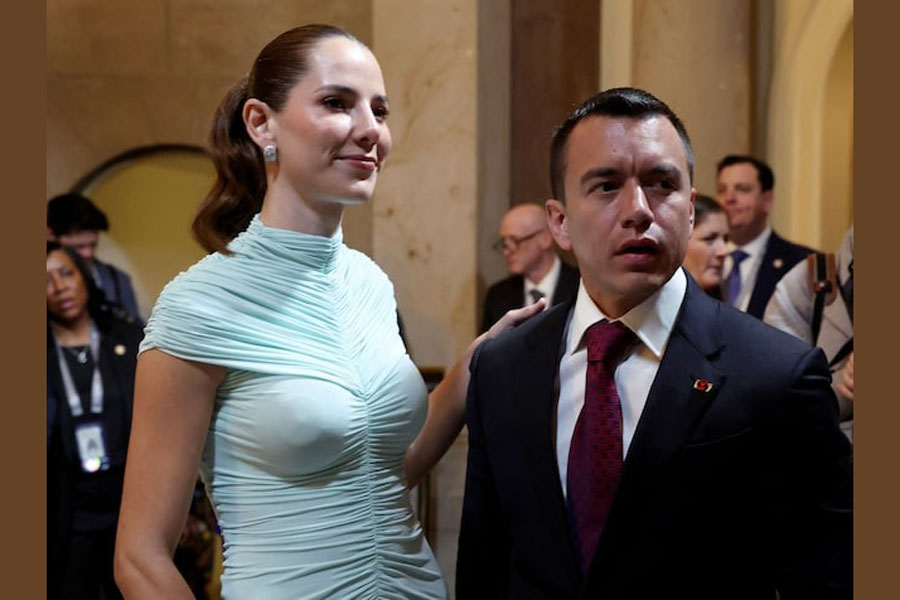 Ecuador President Daniel Noboa and his wife Lavinia Valbonesi arrive for the Presidential Inauguration of Donald Trump at the Rotunda of the US Capitol in Washington, US January 20, 2025.