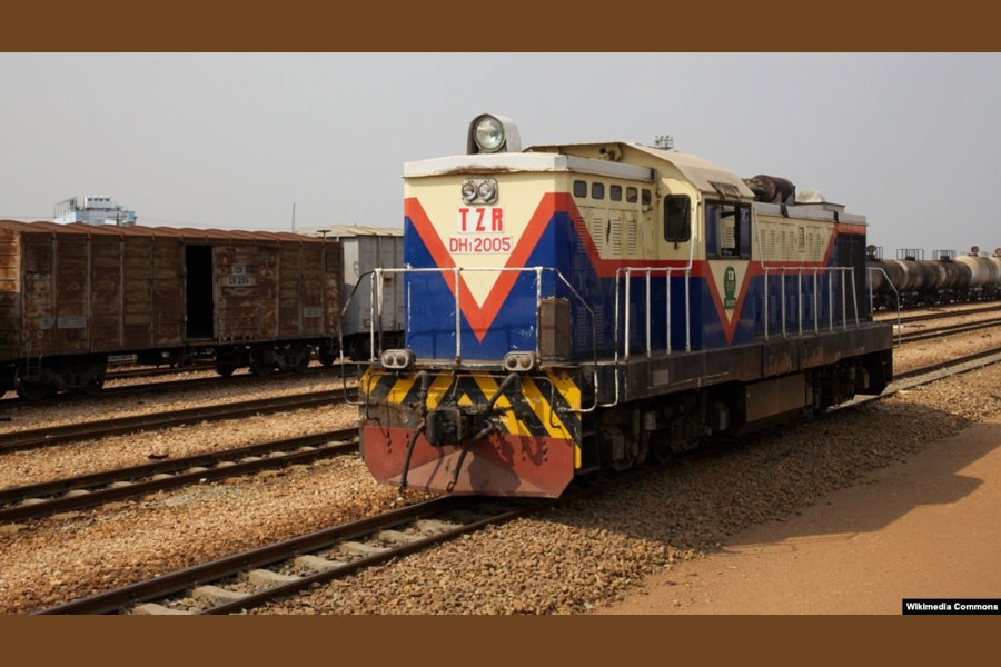A locomotive sits on a track of the Tazara Railway at the New Kapiri Mposhi Railway Station in Zambia, on Oct 18, 2012.