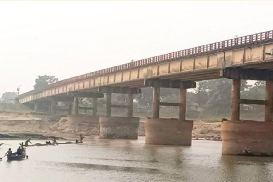 Dholai Bridge in Companiganj Upazila of Sylhet at the risk of collapse as stone lifting continues unabated