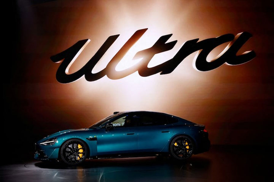 Xiaomi's new EV sedan SU7 Ultra is displayed during a launch event in Beijing, China February 27, 2025.