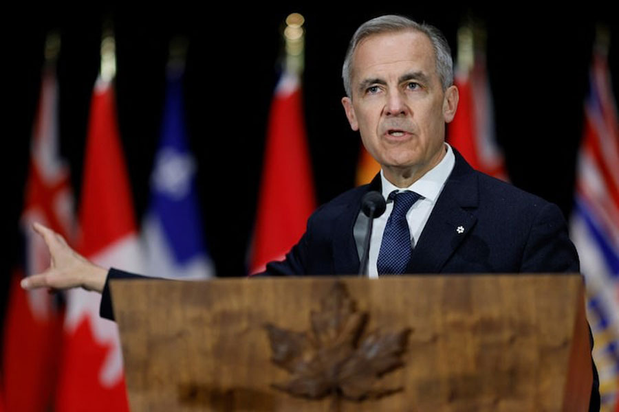 Canada's Prime Minister Mark Carney takes part in a press conference after meeting with provincial and territorial leaders at the Canadian War Museum in Ottawa, Ontario, Canada March 21, 2025.