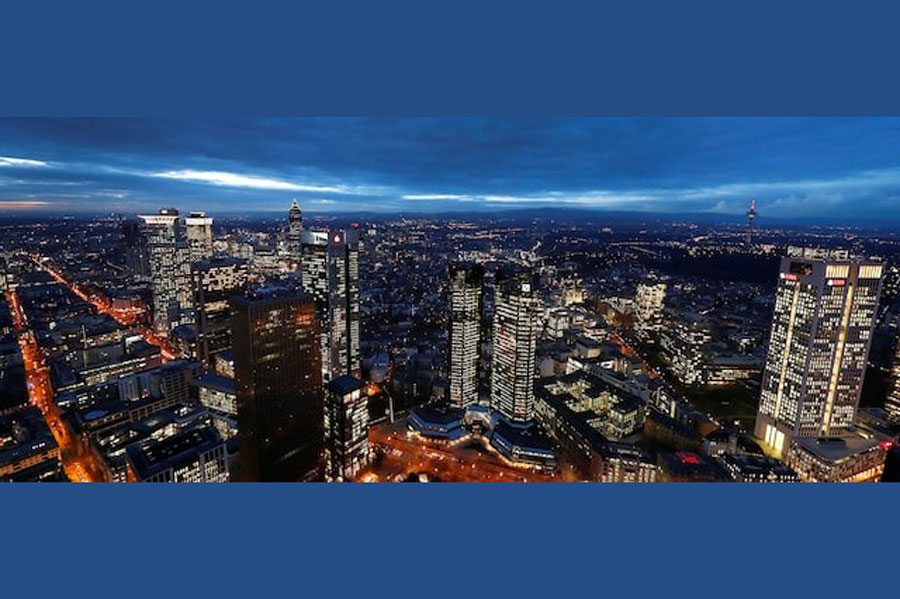 The financial district is photographed on early evening in Frankfurt, Germany, January 29, 2019.