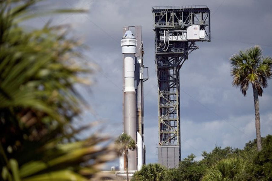 Boeing's Starliner spacecraft aboard a United Launch Alliance Atlas V rocket rolls toward the launch pad, in preparation for the launch of Boeing's Starliner-1 Crew Flight Test (CFT), in Cape Canaveral, Florida, U.S. May 4, 2024.