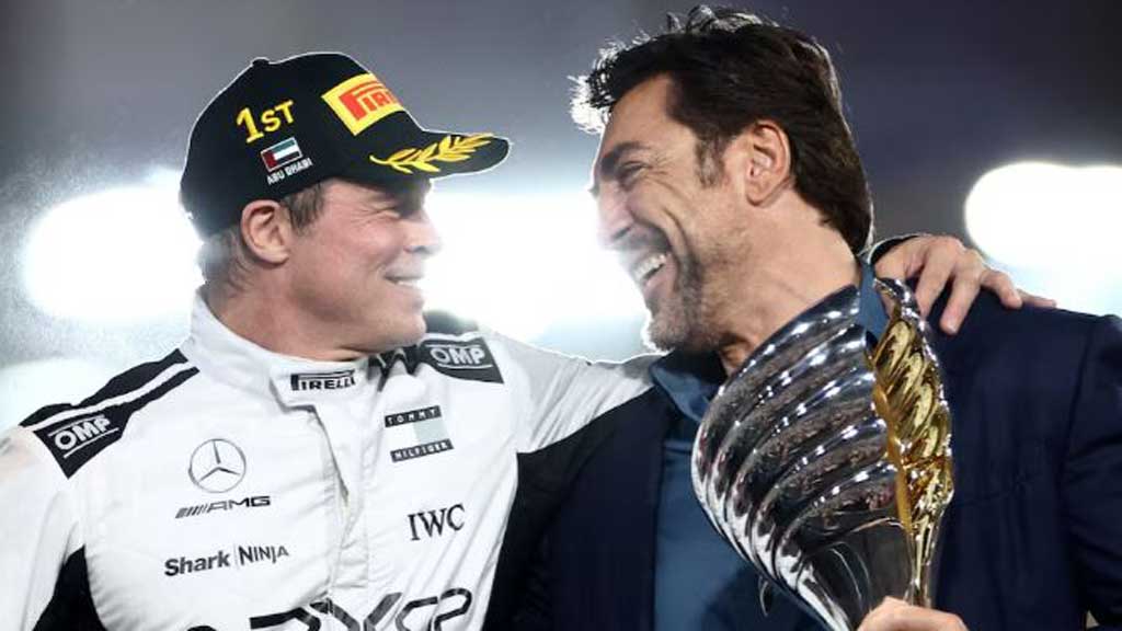 Formula One F1 - Abu Dhabi Grand Prix - Yas Marina Circuit, Abu Dhabi, United Arab Emirates - December 8, 2024 Actor Brad Pitt is seen during filming for an F1-inspired movie alongside actor Javier Bardem REUTERS