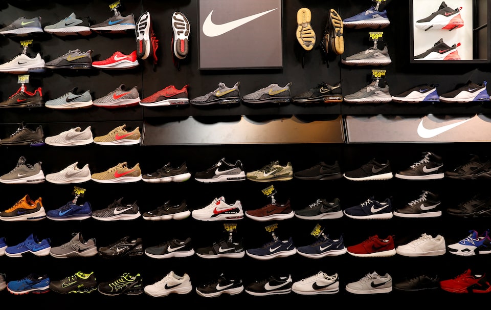 Nike shoes are seen displayed at a sporting goods store in New York City, New York, U.S., May 14, 2019. REUTERS/Mike Segar/File Photo