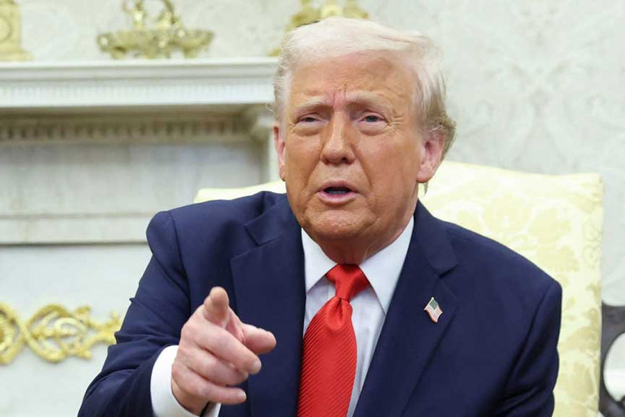 US President Donald Trump meets with El Salvador President Nayib Bukele (not pictured) in the Oval Office at the White House in Washington, DC, US, Apr 14, 2025.