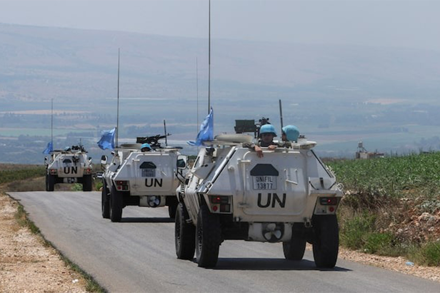 UN peacekeepers (UNIFIL) vehicles drive in the Lebanese village of Wazzani near the border with Israel, southern Lebanon on July 6, 2023 — Reuters/File