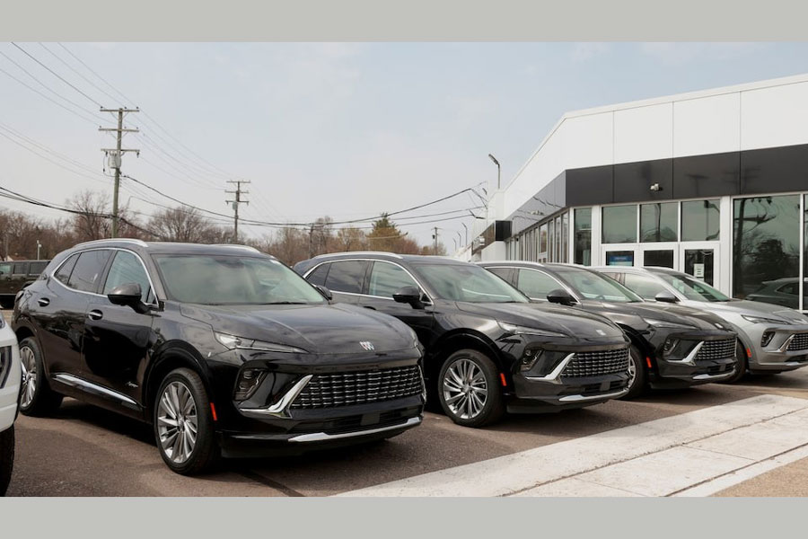 Buick 2025 Envision SUV's sit on the lot of a Buick GMC dealership in Detroit, Michigan, US, April 18, 2025.