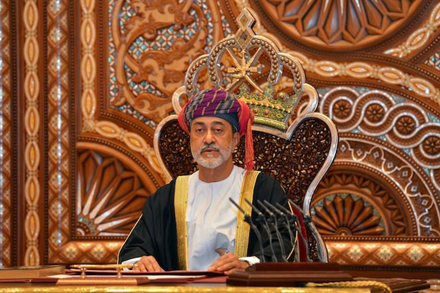 Sultan Haitham bin Tariq al-Said gives a speech after being sworn in before the royal family council in Muscat, Oman January 11, 2020.