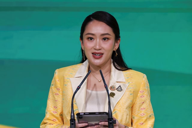 Thailand's Prime Minister Paetongtarn Shinawatra speaks during a press conference following the 6th BIMSTEC Summit, in Bangkok, Thailand, April 4, 2025. REUTERS/Chalinee Thirasupa/File Photo