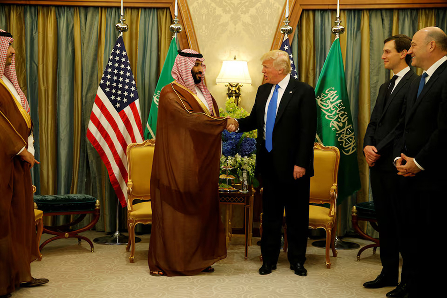 US President Donald Trump meets with Saudi Arabia's Deputy Crown Prince and Minister of Defense Mohammed bin Salman (center L) at the Ritz Carlton Hotel in Riyadh, Saudi Arabia on May 20, 2017 — Reuters/File