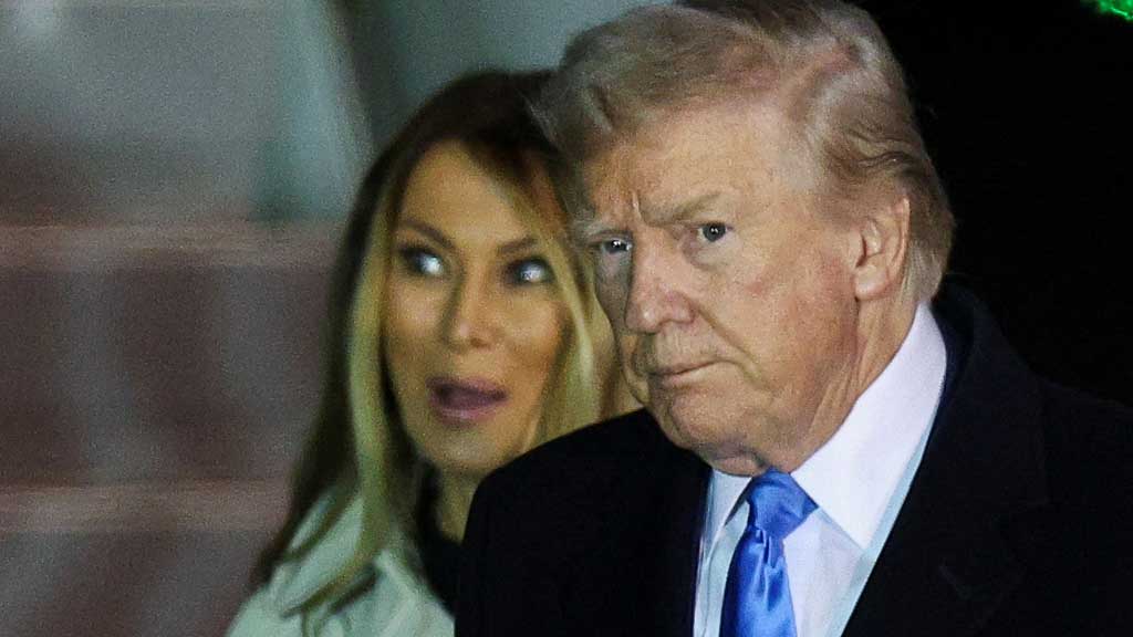 US President Donald Trump and first lady Melania Trump arrive at Fiumicino Airport, to attend the funeral of Pope Francis, near Rome, Italy, Apr 25, 2025. REUTERS