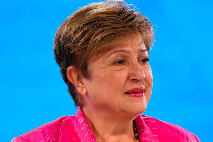 International Monetary Fund Managing Director Kristalina Georgieva attends an International Monetary and Financial Committee press briefing at the 2025 annual IMF/World Bank Spring Meetings in Washington, DC, US, April 25, 2025.