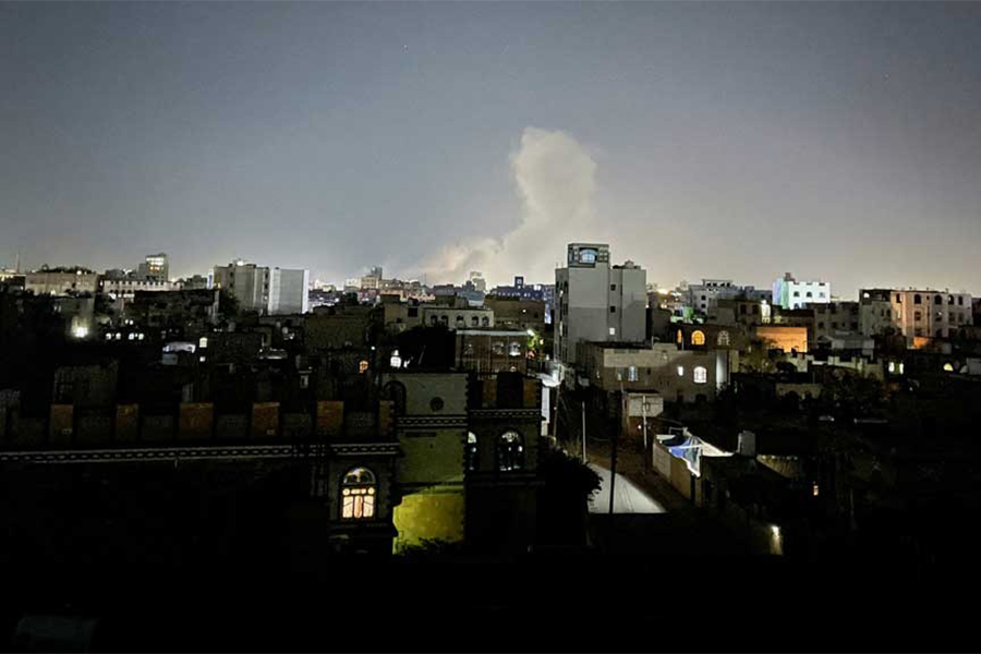 Smoke billows from the site of a US air strike in Sanaa, Yemen on April 26, 2025 — Reuters photo
