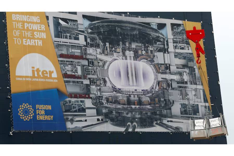 A crane loads equipments at the construction site of the International Thermonuclear Experimental Reactor (ITER) in Saint-Paul-lez-Durance,Southern France, October 6, 2016.