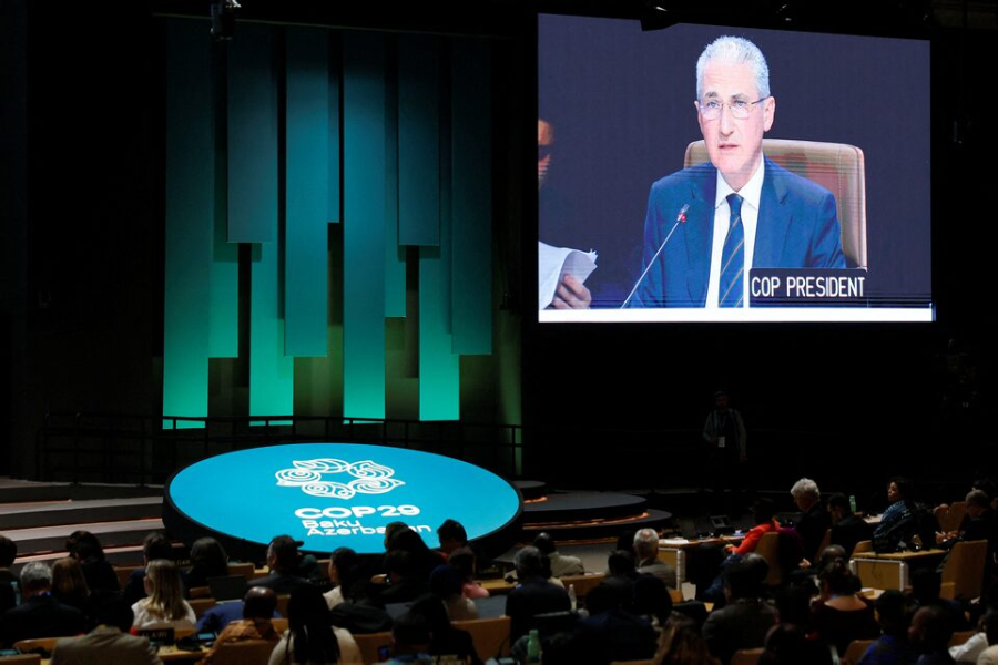 COP29 President Mukhtar Babayev speaks during a closing plenary meeting at the COP29 United Nations Climate Change Conference, in Baku, Azerbaijan November 24, 2024.