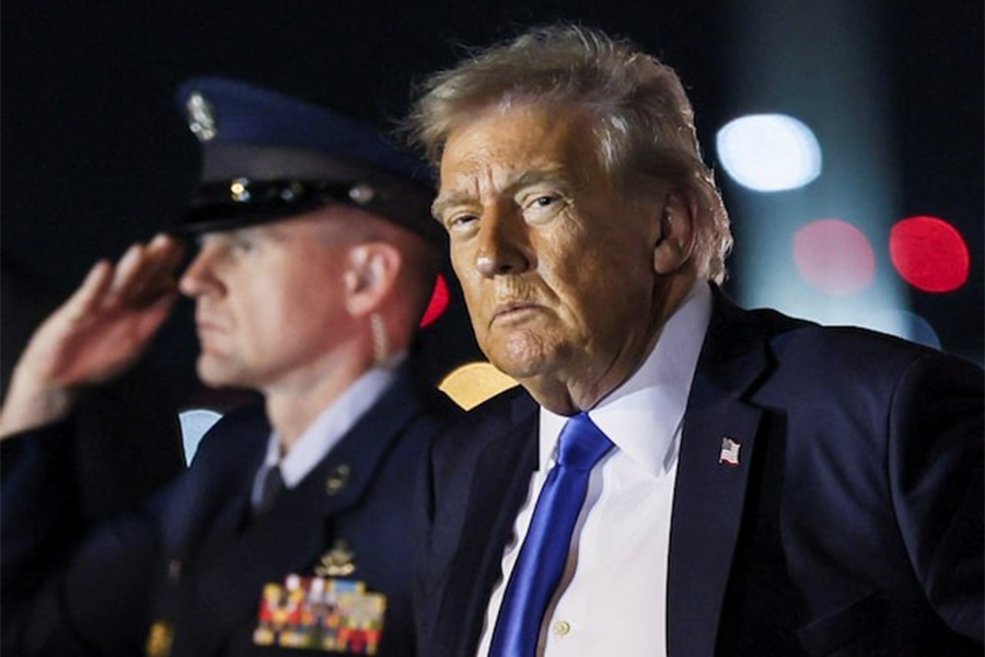 US President Donald Trump looks on after disembarking from Air Force One at Palm Beach International Airport, West Palm Beach, Florida, US on May 1, 2025 — Reuters photo