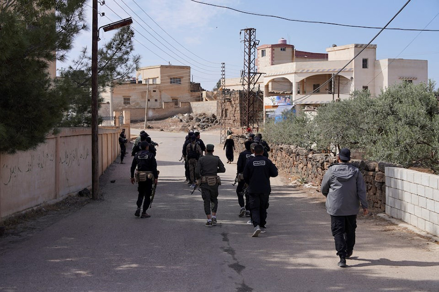 Members of Syrian security forces patrol after being deployed in the village of Al-Soura al-Kubra, following clashes between Sunni Islamist militants and Druze fighters, in Sweida province, Syria on May 2, 2025 — Reuters photo