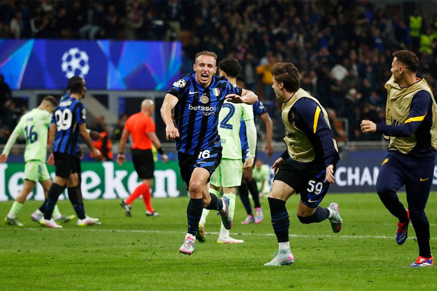 Inter Milan's Davide Frattesi celebrates after scoring their fourth goal during the UEFA Champions League semi-final second leg match against FC Barcelona at San Siro, Milan, Italy on May 6, 2025 — Reuters photo