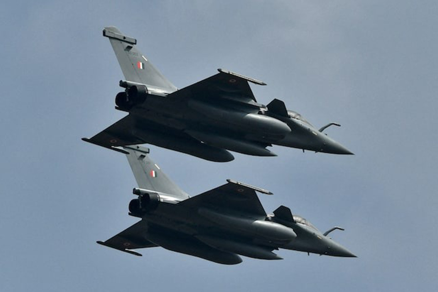 Indian Air Force's Rafale fighter jets fly past during the "Aero India 2021" air show at Yelahanka air base in Bengaluru, India on February 3, 2021 — Reuters/File