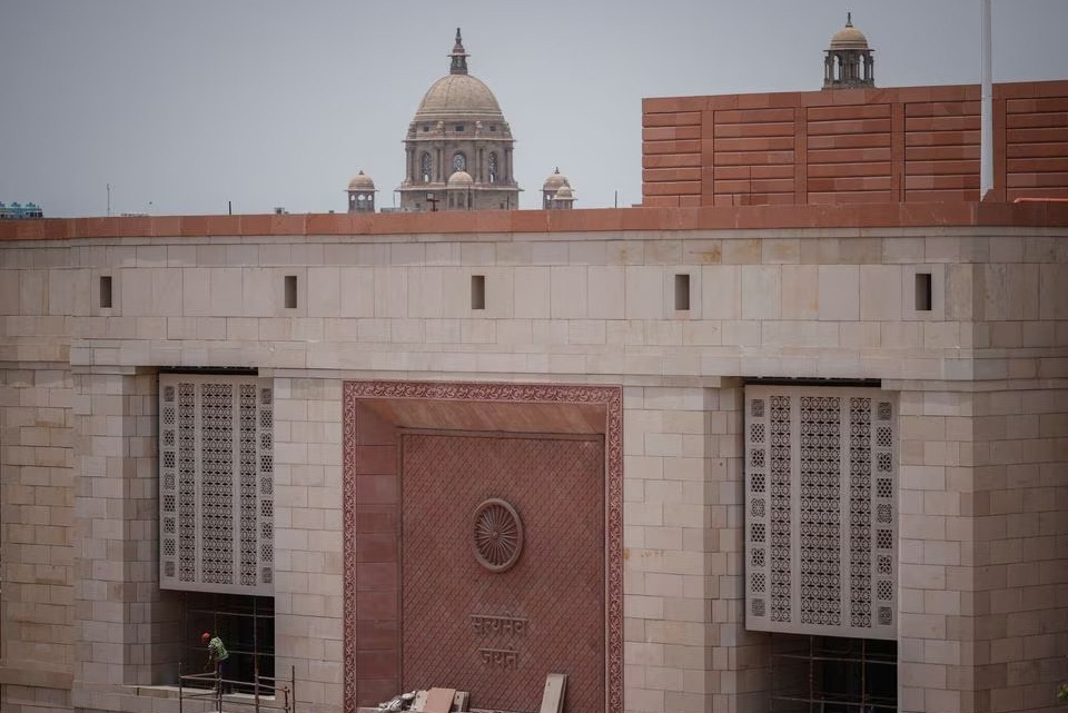 A labourer works at the under construction site of the new parliament building in New Delhi, India on May 23, 2023 — Reuters photo